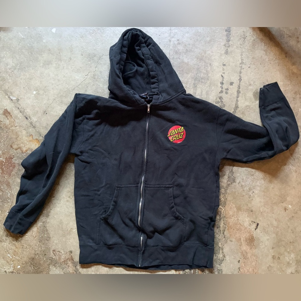 Santa Cruz Skateboards Men’s Large Black Zip-Up Hoodie